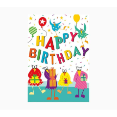 Carte Pictura Zig-Zag - 15x22 cm - Thème anniversaire - Triptyque sans emballage - Avec enveloppe blanche - Papier certifié FSC