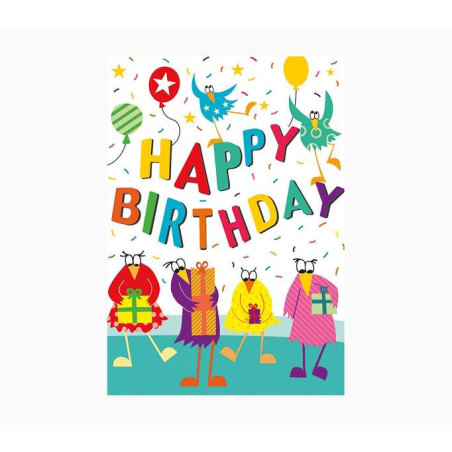 Carte Pictura Zig-Zag - 15x22 cm - Thème anniversaire - Triptyque sans emballage - Avec enveloppe blanche - Papier certifié FSC