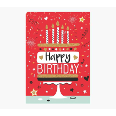 Pictura Carte Zig-Zag – 15 x 22 cm – Thème gâteau d'anniversaire – À trois volets non emballée – Comprend une enveloppe blanche