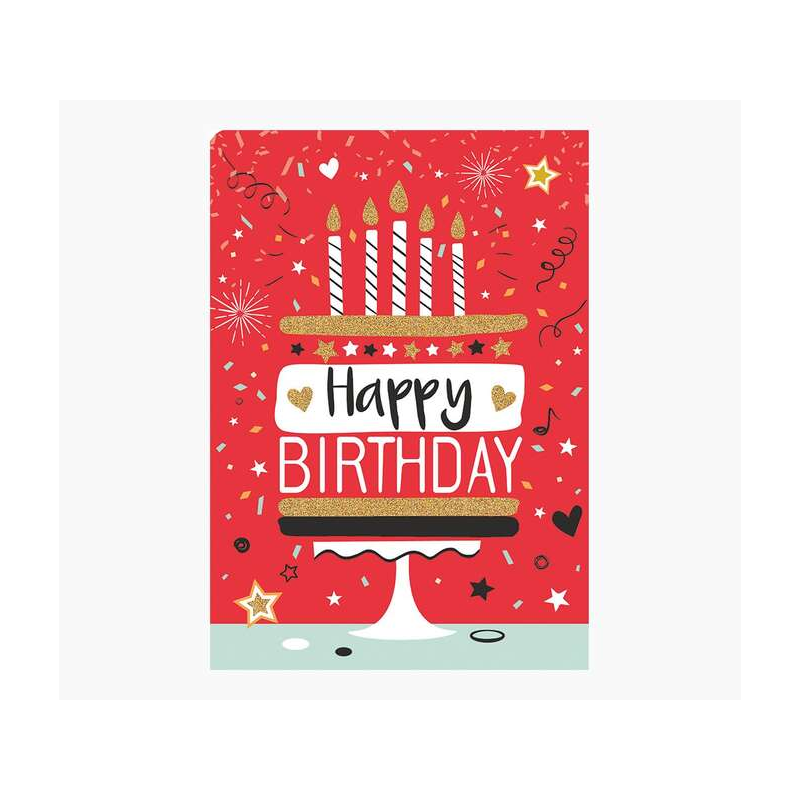 Pictura Carte Zig-Zag – 15 x 22 cm – Thème gâteau d'anniversaire – À trois volets non emballée – Comprend une enveloppe blanche