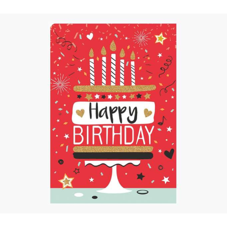 Pictura Carte Zig-Zag – 15 x 22 cm – Thème gâteau d'anniversaire – À trois volets non emballée – Comprend une enveloppe blanche