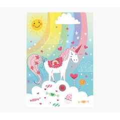 Carte Pictura Zig-Zag – 15 x 22 cm – Thème Licorne – À trois volets non emballée – Comprend une enveloppe blanche – Papier certi