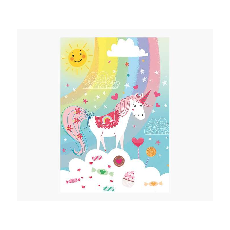 Carte Pictura Zig-Zag – 15 x 22 cm – Thème Licorne – À trois volets non emballée – Comprend une enveloppe blanche – Papier certi