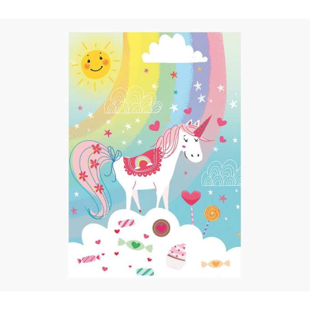 Carte Pictura Zig-Zag – 15 x 22 cm – Thème Licorne – À trois volets non emballée – Comprend une enveloppe blanche – Papier certi
