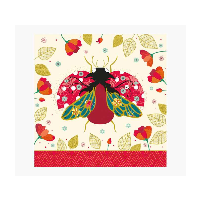 Carte Pictura Arabesque - 16x16 cm - Thème Coccinelles - Carte à trois volets non emballée - Enveloppe blanche incluse - Papier