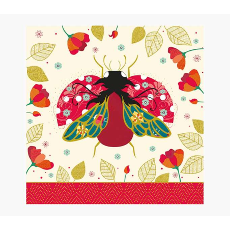 Carte Pictura Arabesque - 16x16 cm - Thème Coccinelles - Carte à trois volets non emballée - Enveloppe blanche incluse - Papier