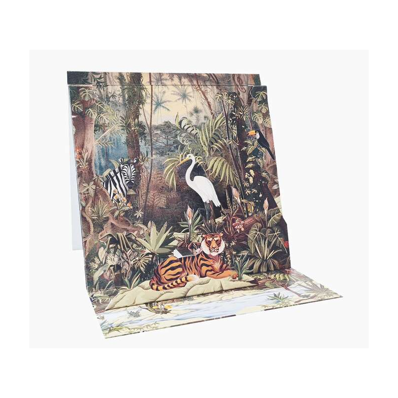 Carte pop-up Pictura 3D – 16 x 16 cm – Thème jungle – Emballée individuellement – Avec enveloppe blanche – Papier certifié FSC