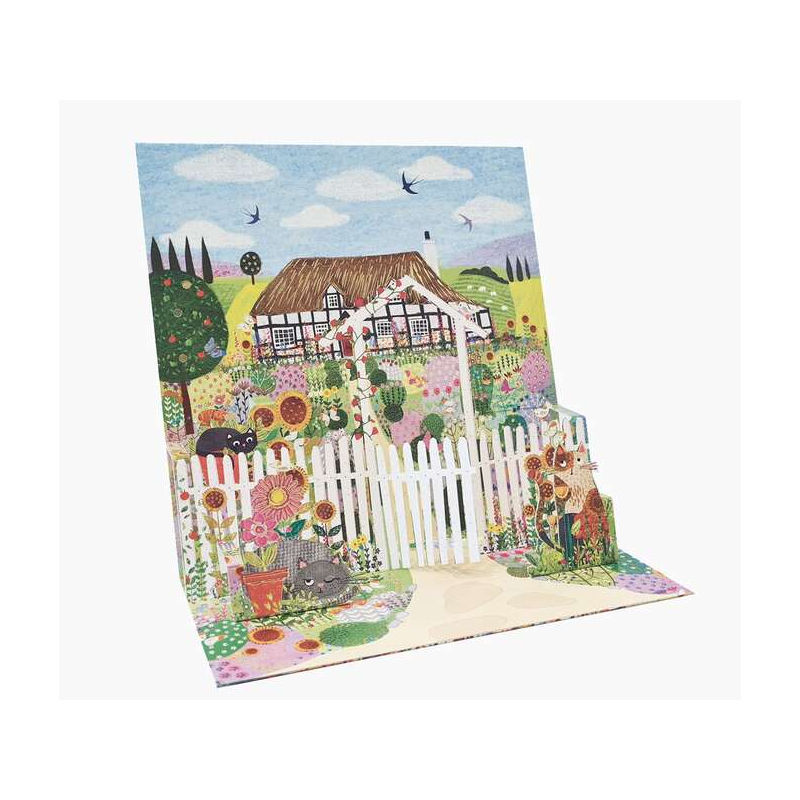 Carte pop-up Pictura 3D – 16 x 16 cm – Thème maison de campagne – Emballée individuellement – Avec enveloppe blanche – Papier ce