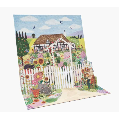 Carte pop-up Pictura 3D – 16 x 16 cm – Thème maison de campagne – Emballée individuellement – Avec enveloppe blanche – Papier ce