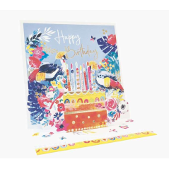 Carte pop-up Pictura 3D – 16 x 16 cm – Thème gâteau d'anniversaire – Emballée individuellement – Avec enveloppe blanche – Papier