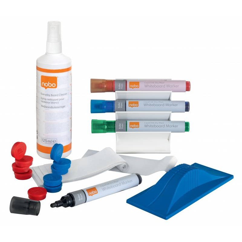 Nobo Whiteboard User Kit - Comprend des marqueurs, une gomme, un spray et un chiffon de nettoyage - Accessoires pour tableau