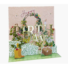 Carte pop-up Pictura 3D – 16 x 16 cm – Thème serre – Emballée individuellement – Avec enveloppe blanche – Papier certifié FSC