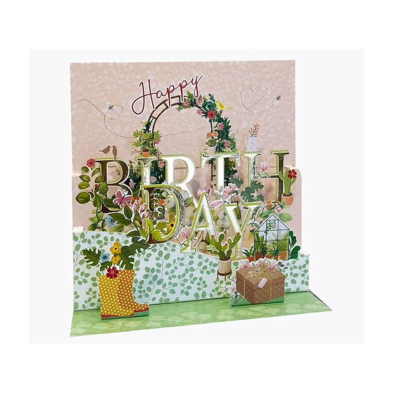 Carte pop-up Pictura 3D – 16 x 16 cm – Thème serre – Emballée individuellement – Avec enveloppe blanche – Papier certifié FSC