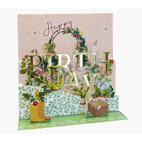 Carte pop-up Pictura 3D – 16 x 16 cm – Thème serre – Emballée individuellement – Avec enveloppe blanche – Papier certifié FSC