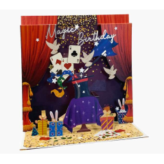 Carte Pop-Up Pictura 3D - 16x16 cm - Thème Magique - Emballée individuellement sous cellophane - Enveloppe blanche incluse - Pap
