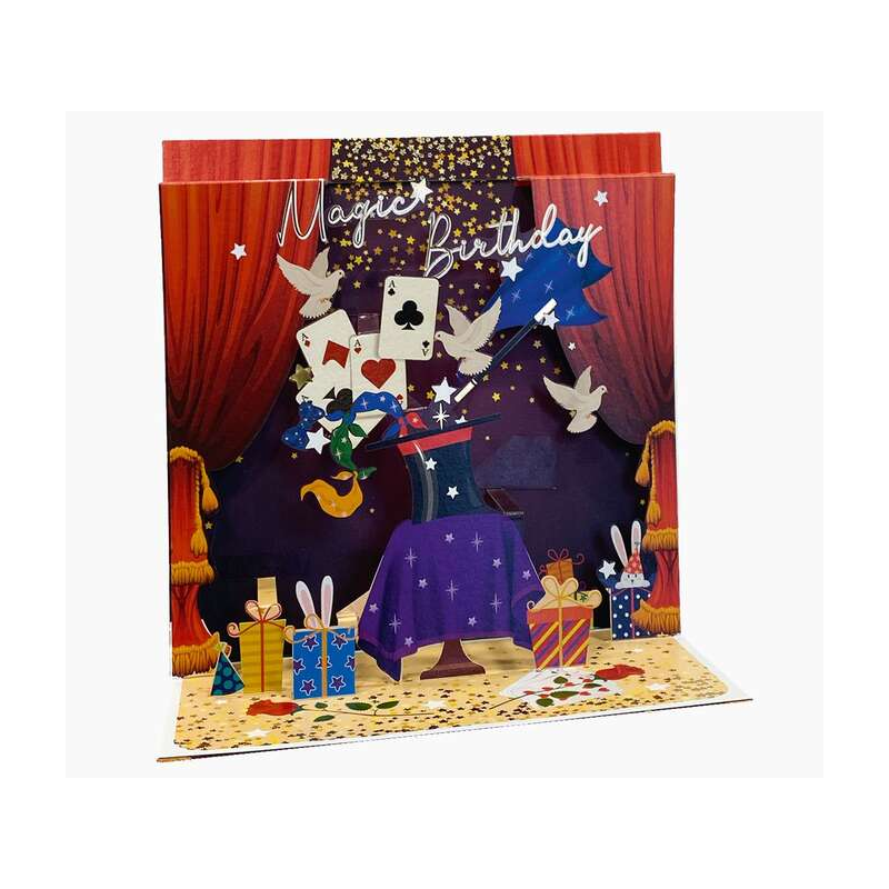 Carte Pop-Up Pictura 3D - 16x16 cm - Thème Magique - Emballée individuellement sous cellophane - Enveloppe blanche incluse - Pap