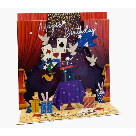 Carte Pop-Up Pictura 3D - 16x16 cm - Thème Magique - Emballée individuellement sous cellophane - Enveloppe blanche incluse - Pap