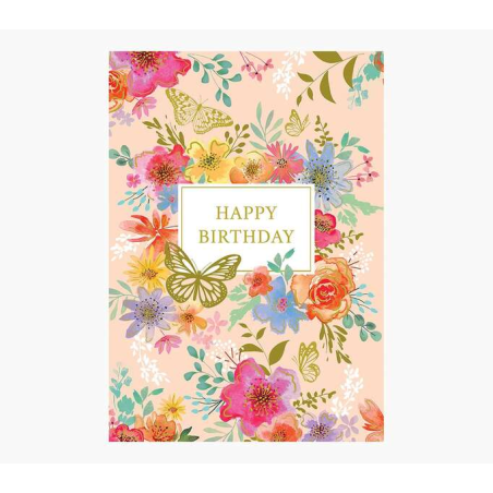 Carte Pictura Zig-Zag – 15 x 22 cm – Thème fleur – Carte à trois volets non emballée – Comprend une enveloppe blanche – Imprimée