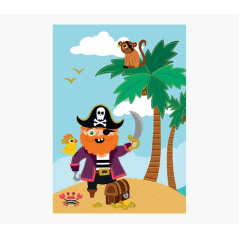 Carte Pictura Zig-Zag - 15x22 cm - Thème Pirate - Carte à trois volets - Comprend une enveloppe blanche - Papier certifié FSC