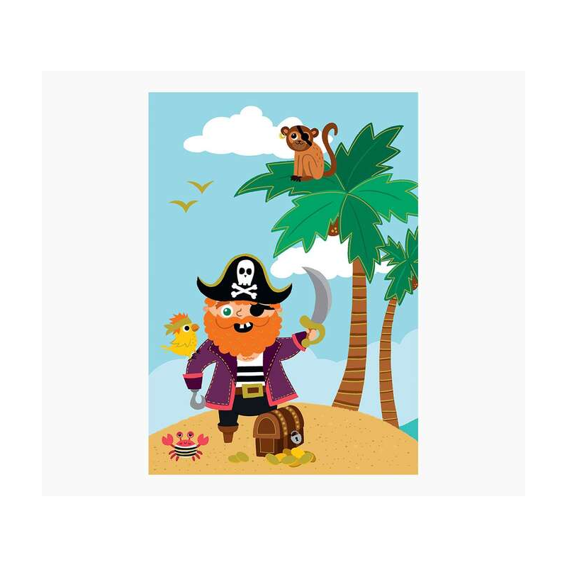 Carte Pictura Zig-Zag - 15x22 cm - Thème Pirate - Carte à trois volets - Comprend une enveloppe blanche - Papier certifié FSC