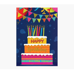 Pictura Carte Zig-Zag – 15 x 22 cm – Thème gâteau d'anniversaire – À trois volets non emballée – Comprend une enveloppe blanche