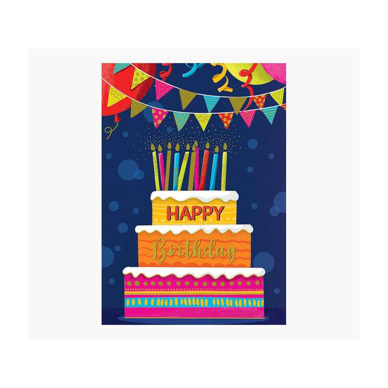 Pictura Carte Zig-Zag – 15 x 22 cm – Thème gâteau d'anniversaire – À trois volets non emballée – Comprend une enveloppe blanche