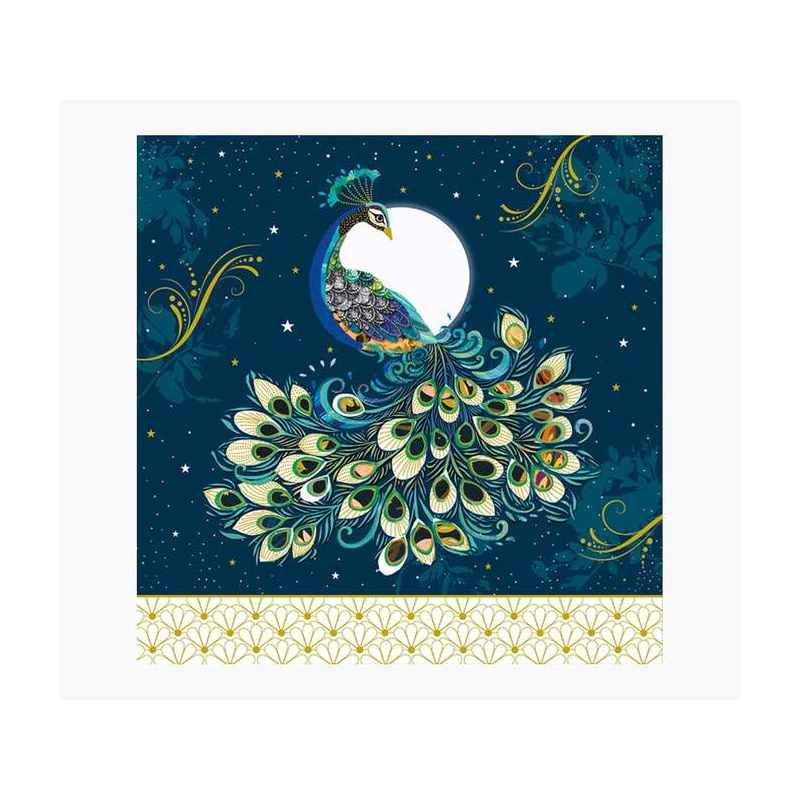 Carte Pictura Arabesque - 16x16 cm - Thème Paon - Carte à trois volets - Comprend une enveloppe blanche - Papier certifié FSC