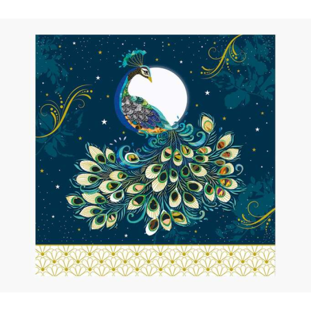 Carte Pictura Arabesque - 16x16 cm - Thème Paon - Carte à trois volets - Comprend une enveloppe blanche - Papier certifié FSC