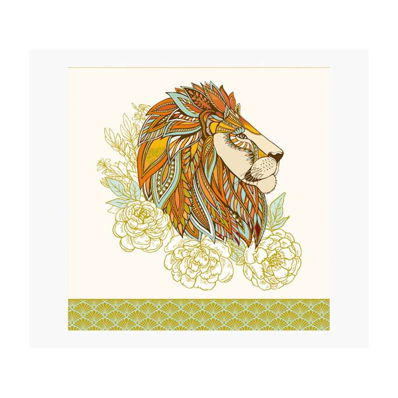 Carte Pictura Arabesque - 16x16 cm - Thème Lion - Carte à trois volets - Enveloppe blanche incluse - Papier certifié FSC