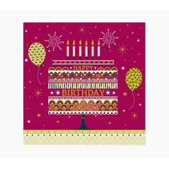 Carte Pictura Arabesque – 16 x 16 cm – Thème gâteau d'anniversaire – Carte à trois volets non emballée – Comprend une enveloppe