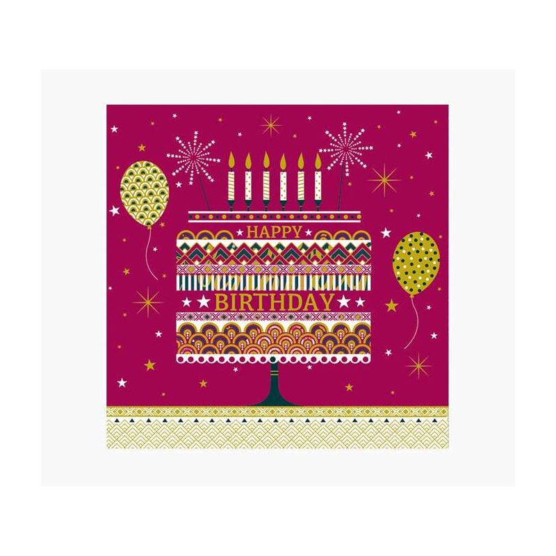 Carte Pictura Arabesque – 16 x 16 cm – Thème gâteau d'anniversaire – Carte à trois volets non emballée – Comprend une enveloppe