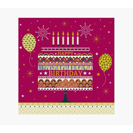 Carte Pictura Arabesque – 16 x 16 cm – Thème gâteau d'anniversaire – Carte à trois volets non emballée – Comprend une enveloppe
