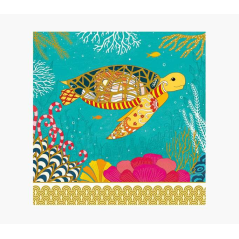Carte Pictura Arabesque - 16x16 cm - Thème Tortue - Carte à trois volets non emballée - Enveloppe blanche incluse - Papier certi