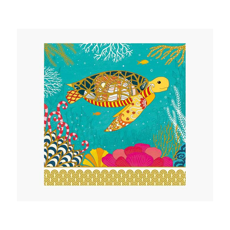 Carte Pictura Arabesque - 16x16 cm - Thème Tortue - Carte à trois volets non emballée - Enveloppe blanche incluse - Papier certi