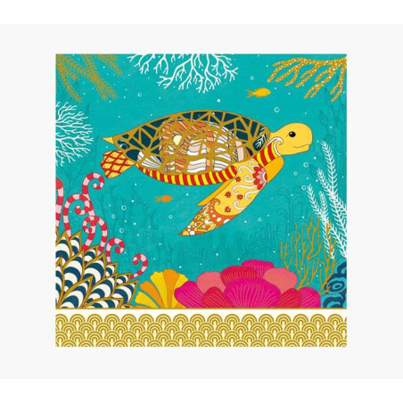 Carte Pictura Arabesque - 16x16 cm - Thème Tortue - Carte à trois volets non emballée - Enveloppe blanche incluse - Papier certi
