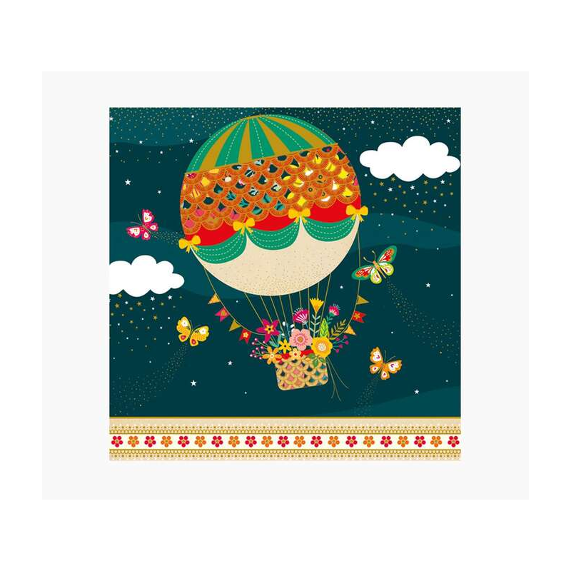 Carte Pictura Arabesque - 16x16 cm - Thème Montgolfière - Carte à trois volets non emballée - Enveloppe blanche incluse - Papier