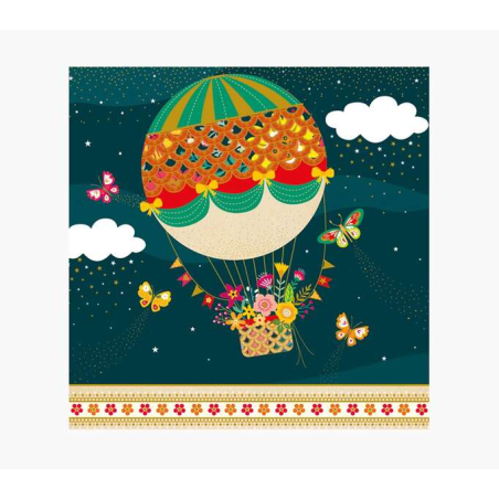 Carte Pictura Arabesque - 16x16 cm - Thème Montgolfière - Carte à trois volets non emballée - Enveloppe blanche incluse - Papier