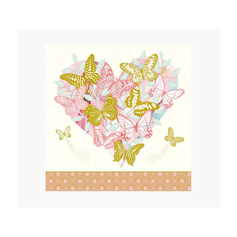 Carte Pictura Arabesque - 16x16 cm - Thème Papillon - Triptyque sans emballage - Comprend une enveloppe blanche - Papier certifi