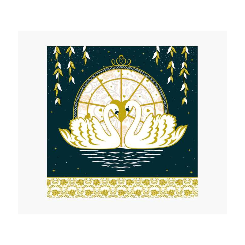 Carte Pictura Arabesque - 16x16 cm - Thème Cygnes - Carte à trois volets - Comprend une enveloppe blanche - Papier certifié FSC