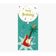 Pictura Money Cards – Carte cadeau verticale – Thème guitare – 9,6 x 21,3 cm – Emballées individuellement sous cellophane – Enve