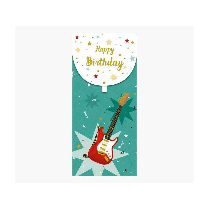 Pictura Money Cards – Carte cadeau verticale – Thème guitare – 9,6 x 21,3 cm – Emballées individuellement sous cellophane – Enve