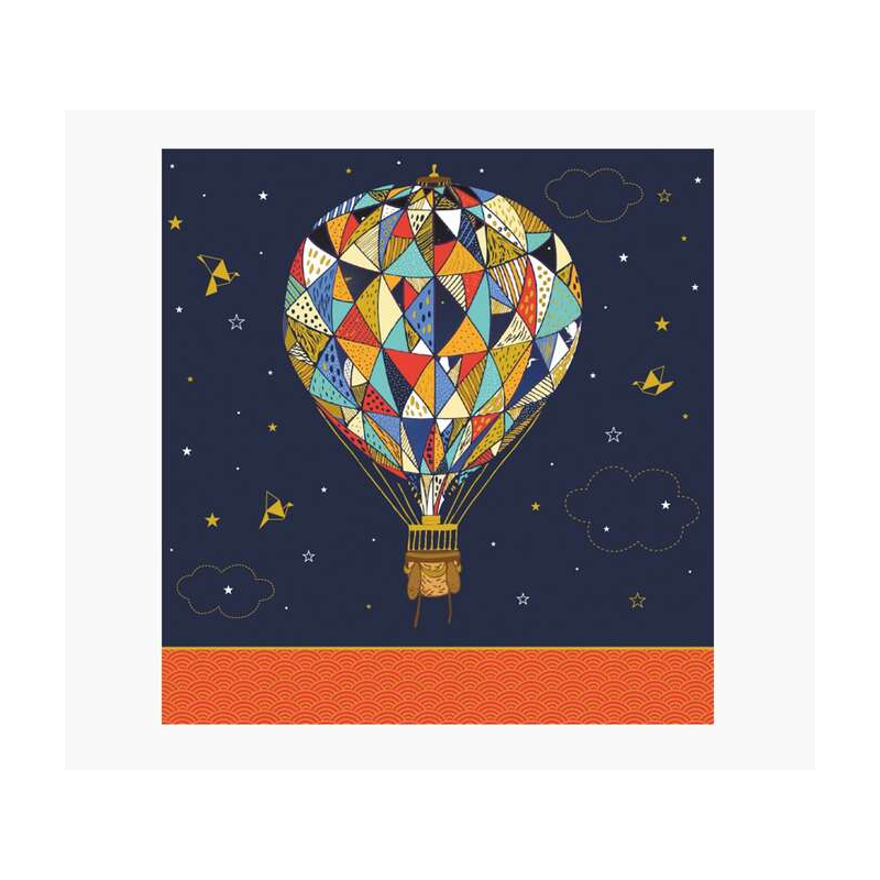 Carte Pictura Arabesque - 16x16 cm - Thème Montgolfière - Triptyque sans emballage - Avec enveloppe blanche - Papier certifié FS
