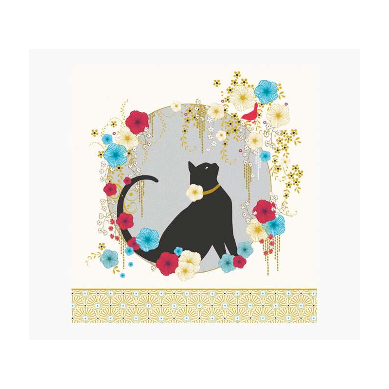 Carte Pictura Arabesque - 16x16 cm - Thème Chat Noir - Carte à trois volets non emballée - Enveloppe blanche incluse - Papier ce