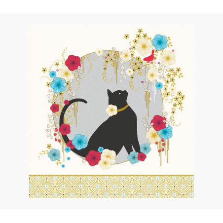 Carte Pictura Arabesque - 16x16 cm - Thème Chat Noir - Carte à trois volets non emballée - Enveloppe blanche incluse - Papier ce