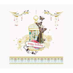 Carte Pictura Arabesque – 16 x 16 cm – Thème cage à oiseaux – Carte à trois volets non emballée – Comprend une enveloppe blanche