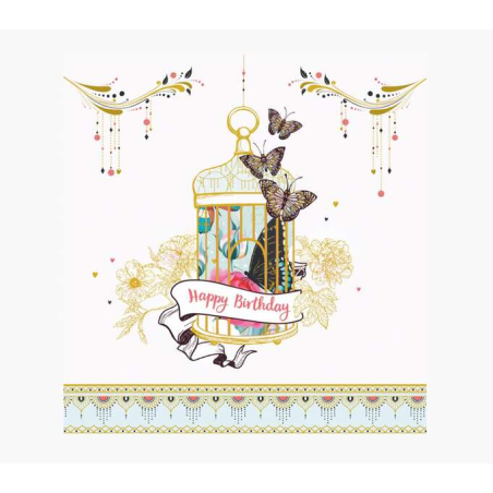 Carte Pictura Arabesque – 16 x 16 cm – Thème cage à oiseaux – Carte à trois volets non emballée – Comprend une enveloppe blanche