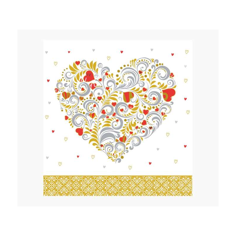 Carte Pictura Arabesque - 16x16 cm - Thème cœur - Carte à trois volets non emballée - Enveloppe blanche incluse - Papier certifi