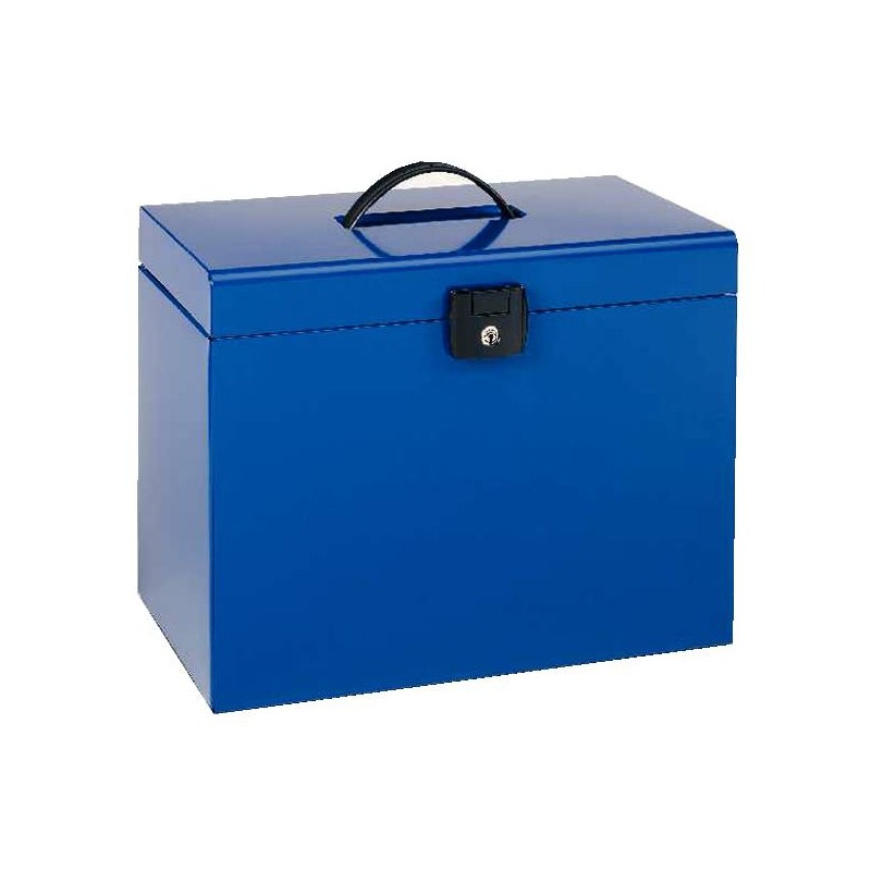 Esselte Home-Box Porte-Documents Métalliques A4 - avec 5 Dossiers - Bleu - avec Poignée et Serrure à Clé