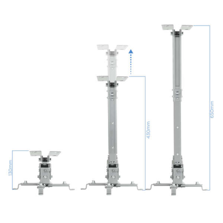 Tooq Support Plafond Universel pour Projecteur - Inclinable et Pivotant - Poids Max 20Kg - Couleur Argent