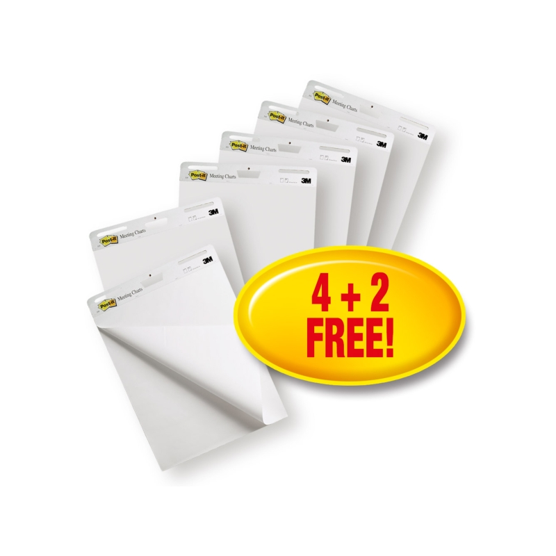 Notes Post-It Super Sticky - 180 notes de réunion - Rectangulaires - 635 x 762 mm - Blanc